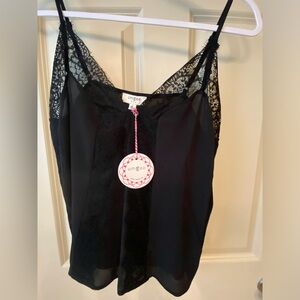 Black lace detail top